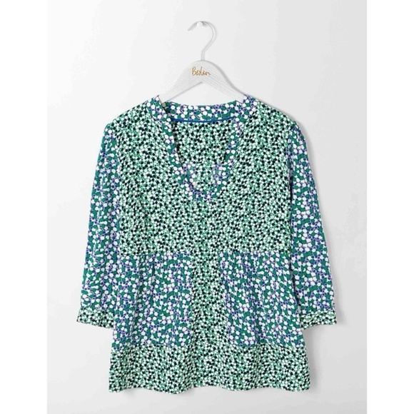 Boden Tops - Boden Mollie Bloomsbury Spots Green Blue Polka Dot Top Size 2